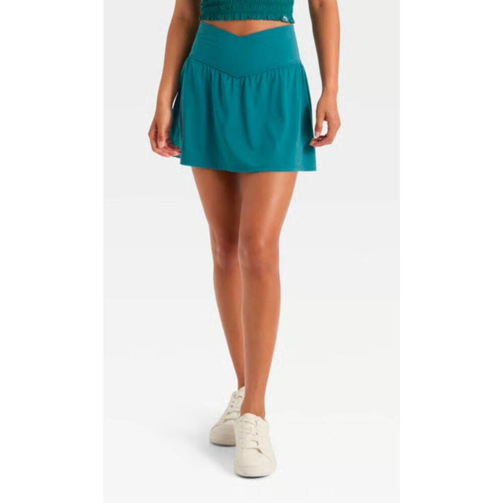 JoyLab High-Rise Crossover Waistband Dark Aqua Skort XL - Picture 9 of 16